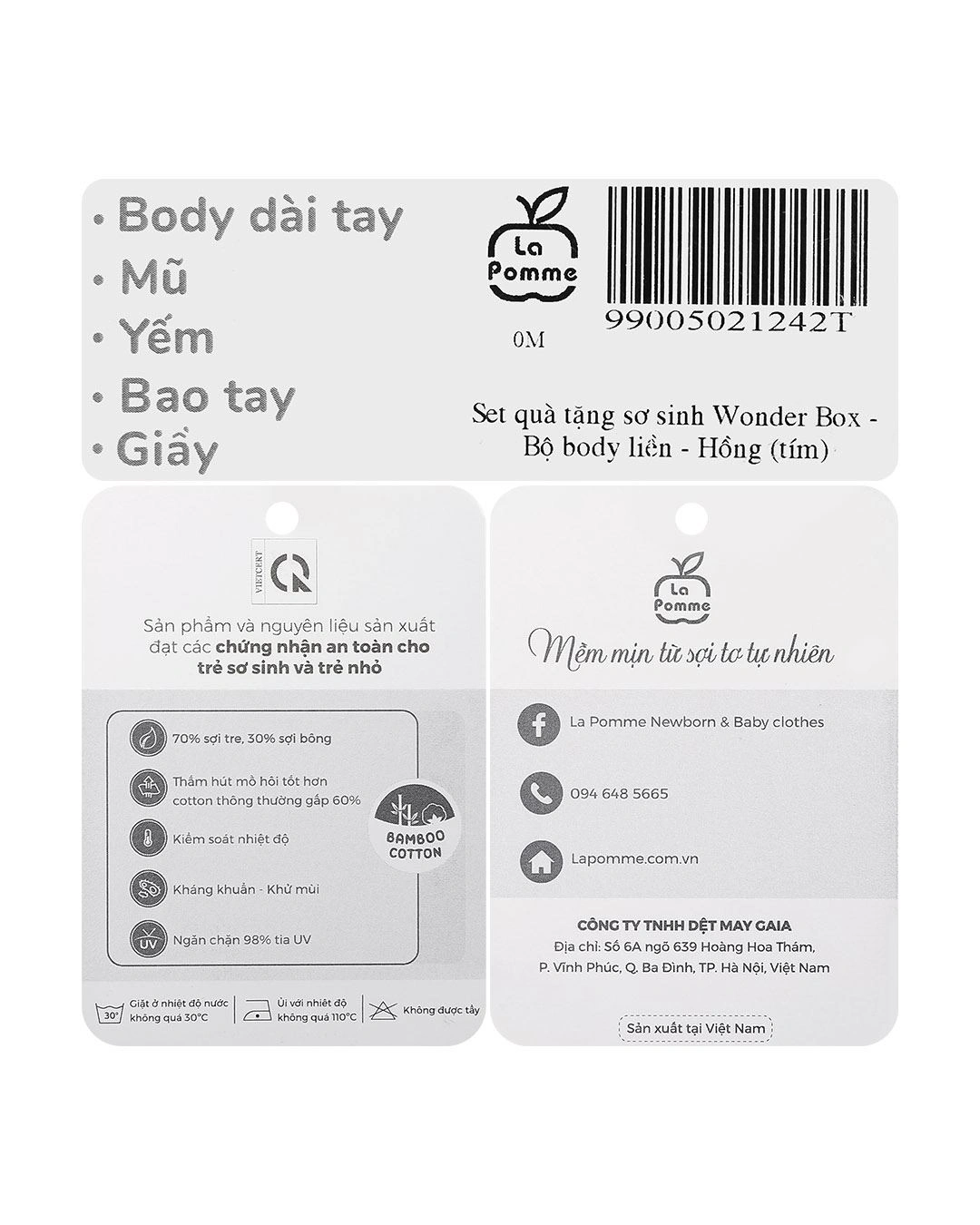 Set quà tặng bodysuit in gấu La Pomme Wonder Box màu trắng - xanh lá 40