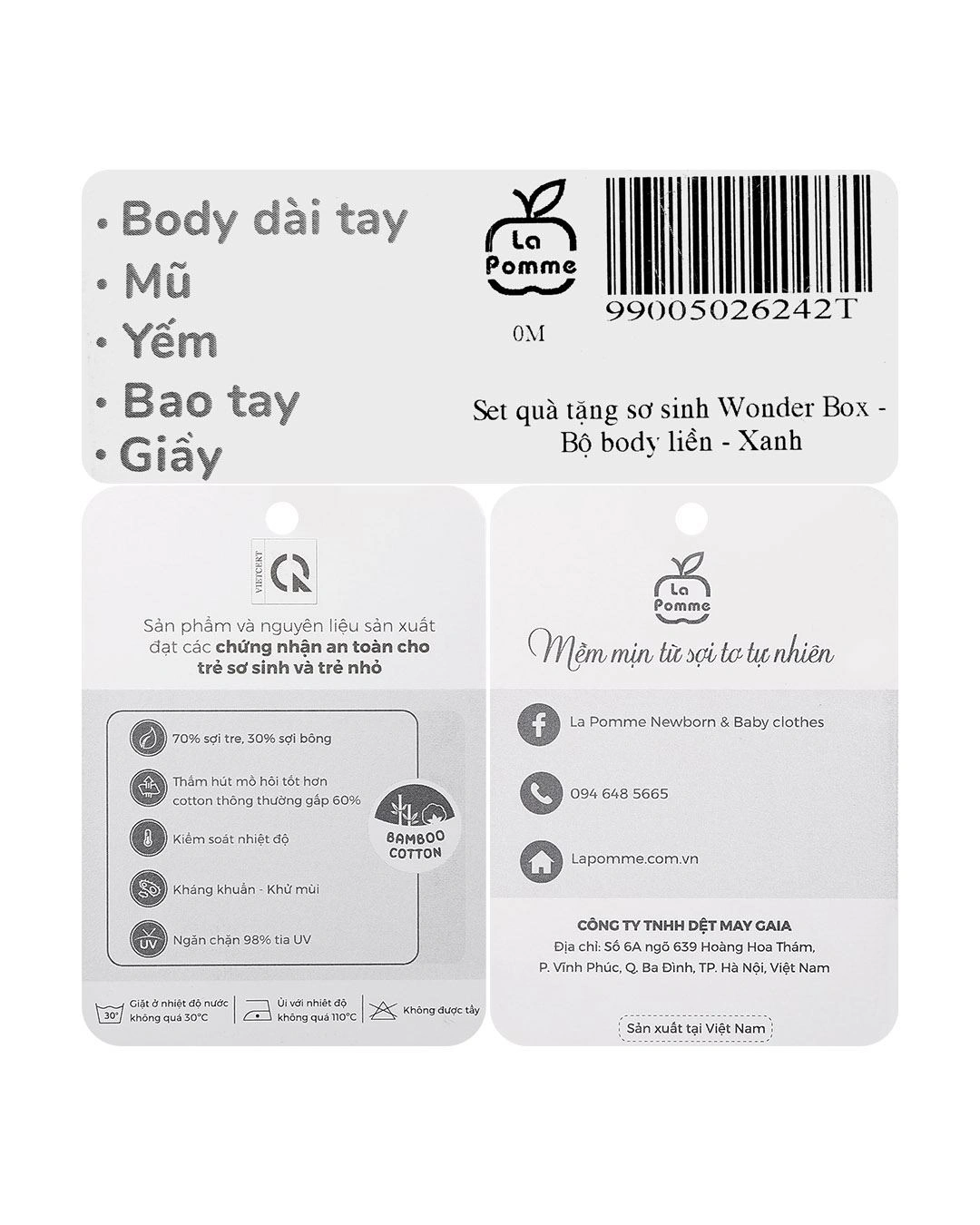 Set quà tặng bodysuit in gấu La Pomme Wonder Box màu trắng - xanh lá 19