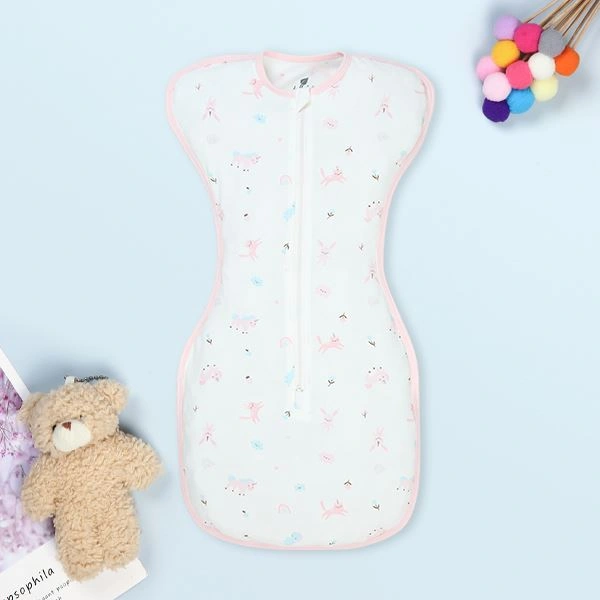 Nhộng chũn unisex Lullaby sợi tre trắng - hồng