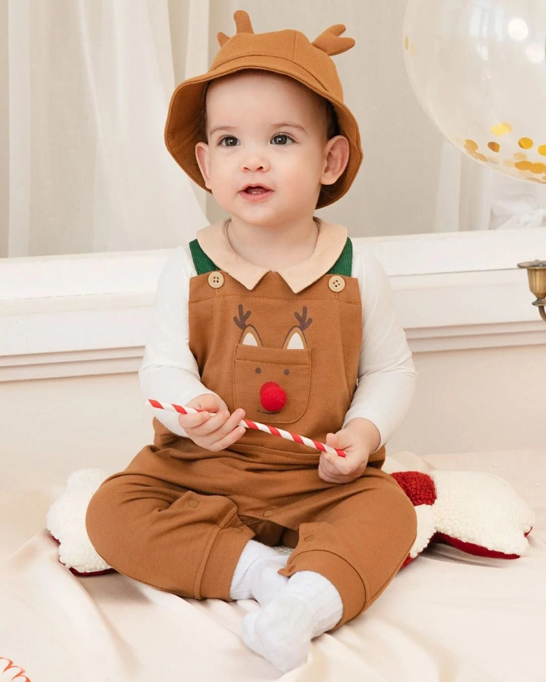 Set yếm cổ đức tai rời La Pomme màu nâu - trắng 4