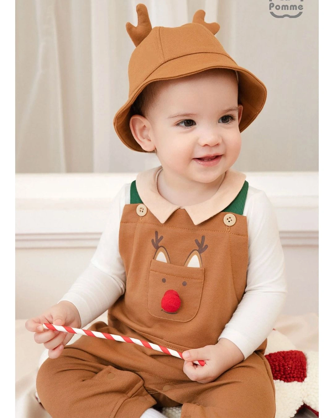 Set yếm cổ đức tai rời La Pomme màu nâu - trắng 5