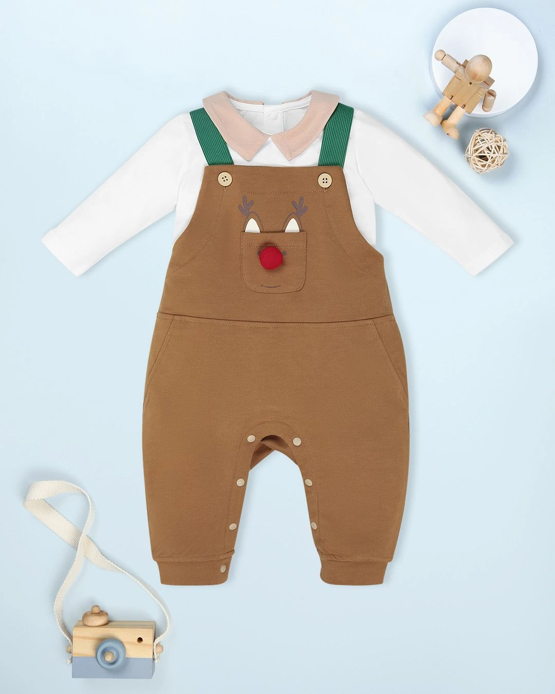 Set yếm cổ đức tai rời La Pomme màu nâu - trắng 6