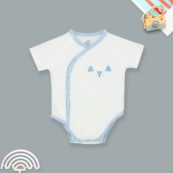 Bodysuit cài chéo La Pomme màu trắng - xanh dương 1