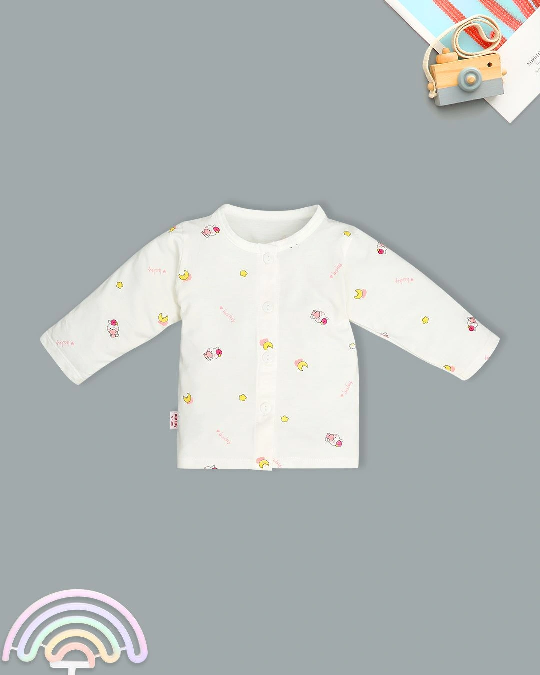 Bộ tay dài in hình thỏ baby IQ Baby màu trắng 2