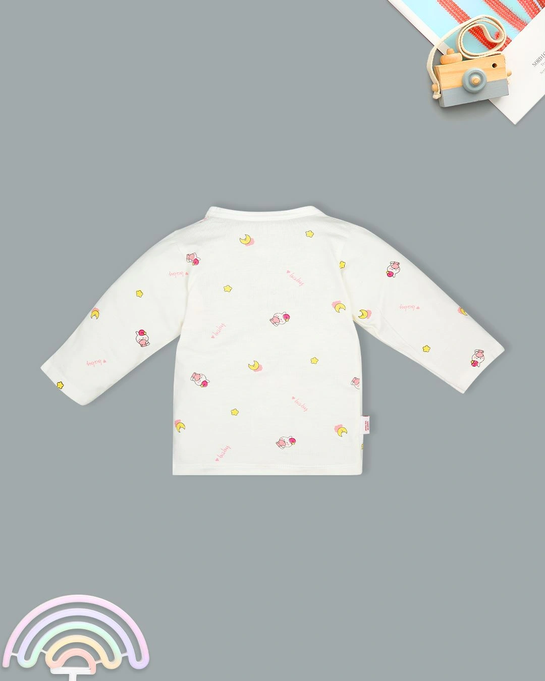 Bộ tay dài in hình thỏ baby IQ Baby màu trắng 3