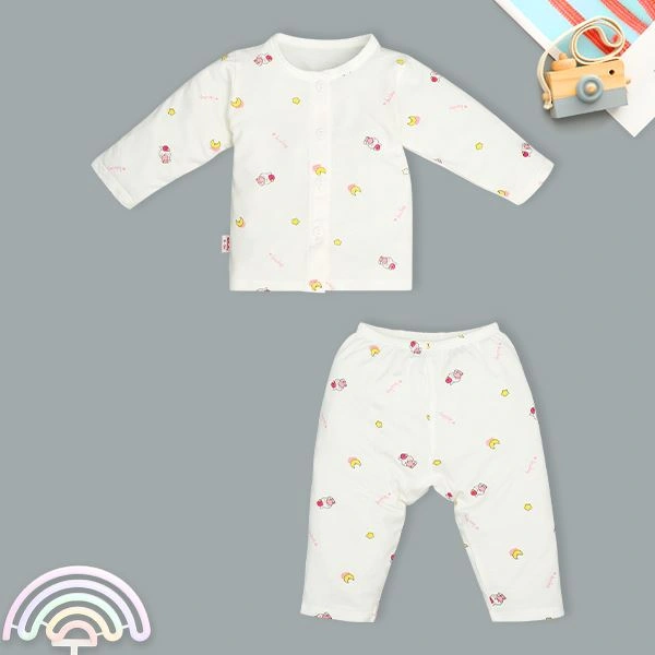 Bộ tay dài in hình thỏ baby IQ Baby màu trắng 1