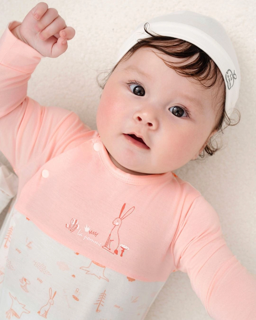 Bodysuit cài chéo thỏ con La Pomme màu hồng - trắng 4