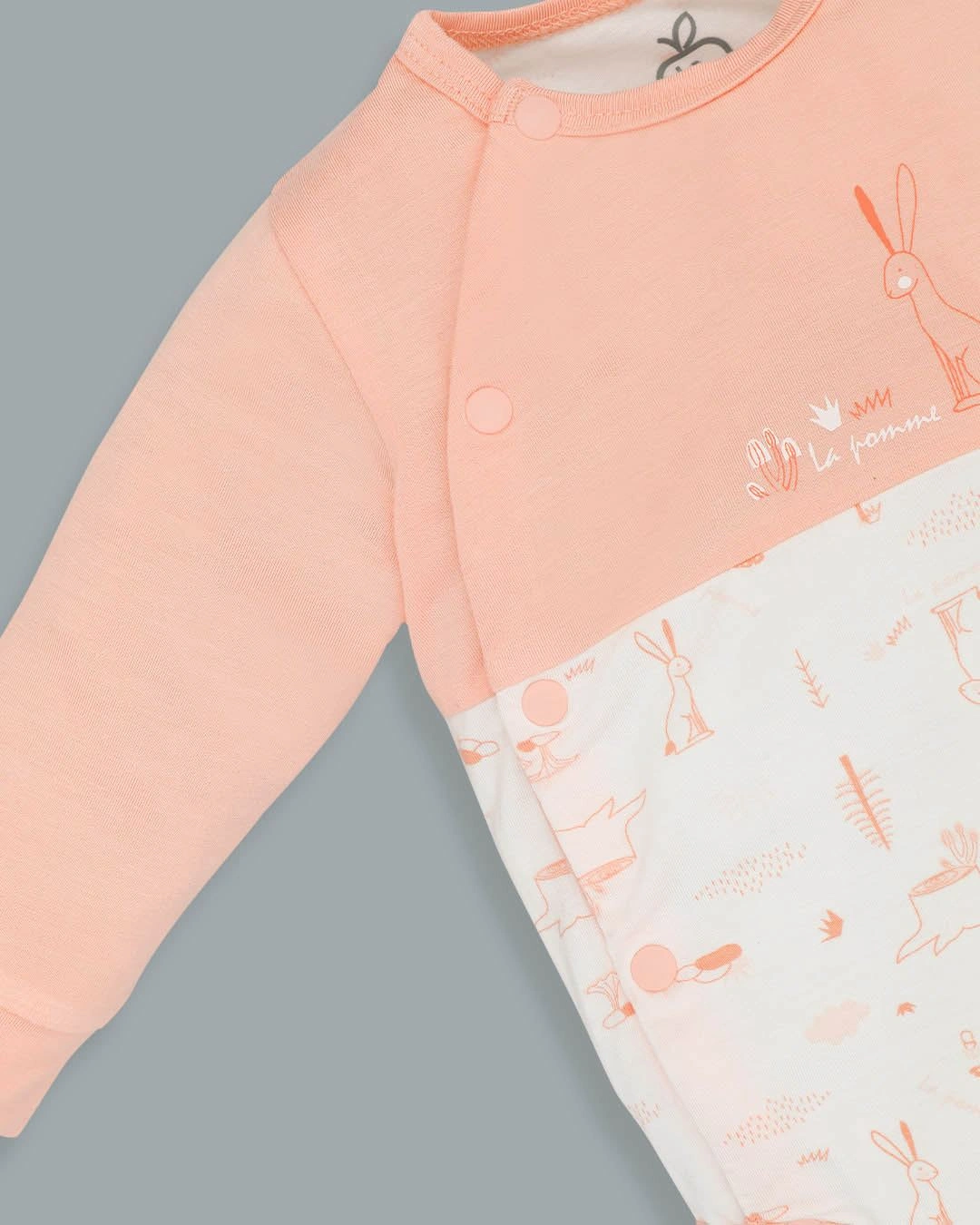 Bodysuit cài chéo thỏ con La Pomme màu hồng - trắng 11