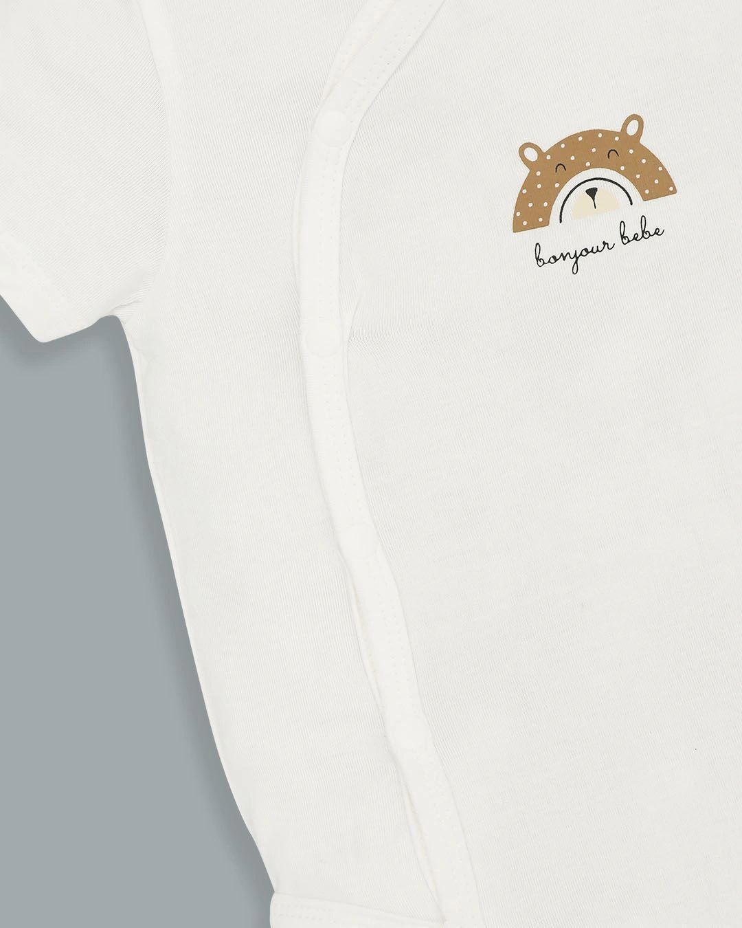 Bodysuit cài chéo gấu con La Pomme màu trắng 9