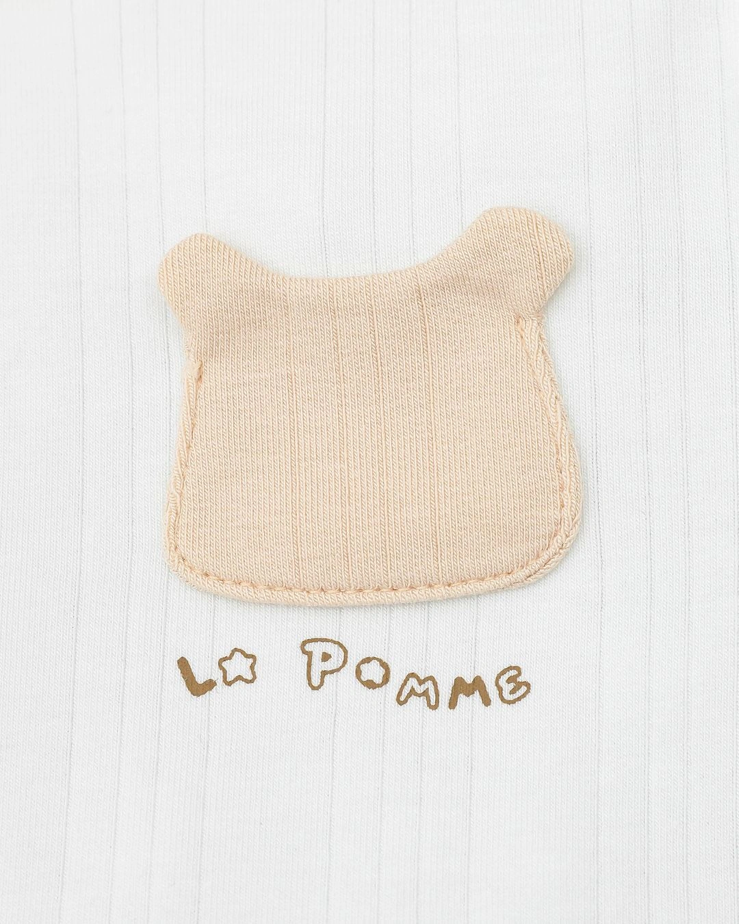 Bộ tay dài cài chéo gấu con ngộ nghĩnh La Pomme màu trắng - be 8