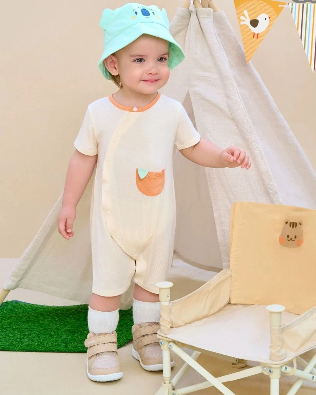 Bodysuit cài chéo trái cam cách điệu La Pomme màu be - cam 2