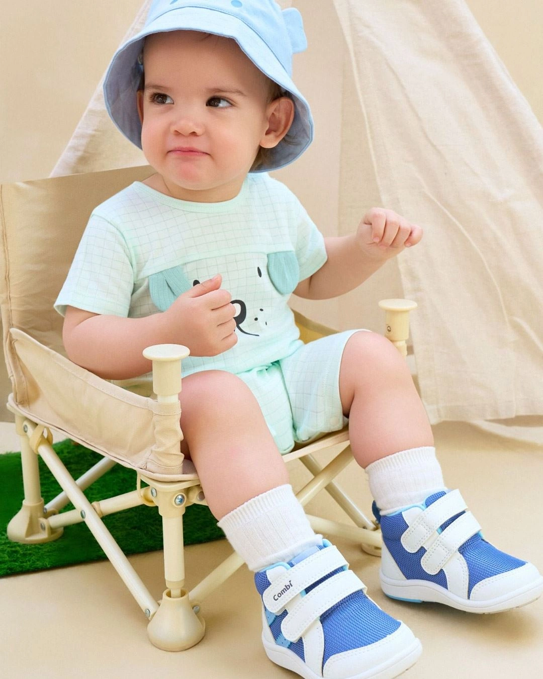 Bodysuit tay ngắn cún con đáng yêu La Pomme màu xanh mint 3