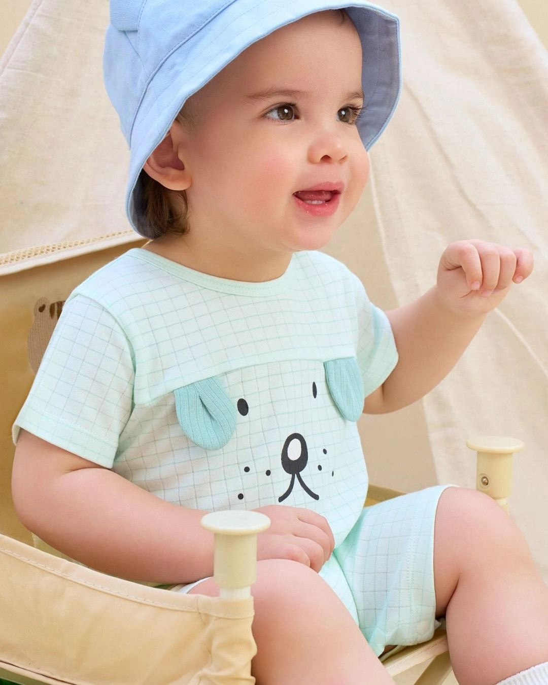 Bodysuit tay ngắn cún con đáng yêu La Pomme màu xanh mint 4