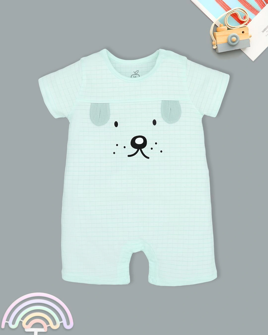Bodysuit tay ngắn cún con đáng yêu La Pomme màu xanh mint 5