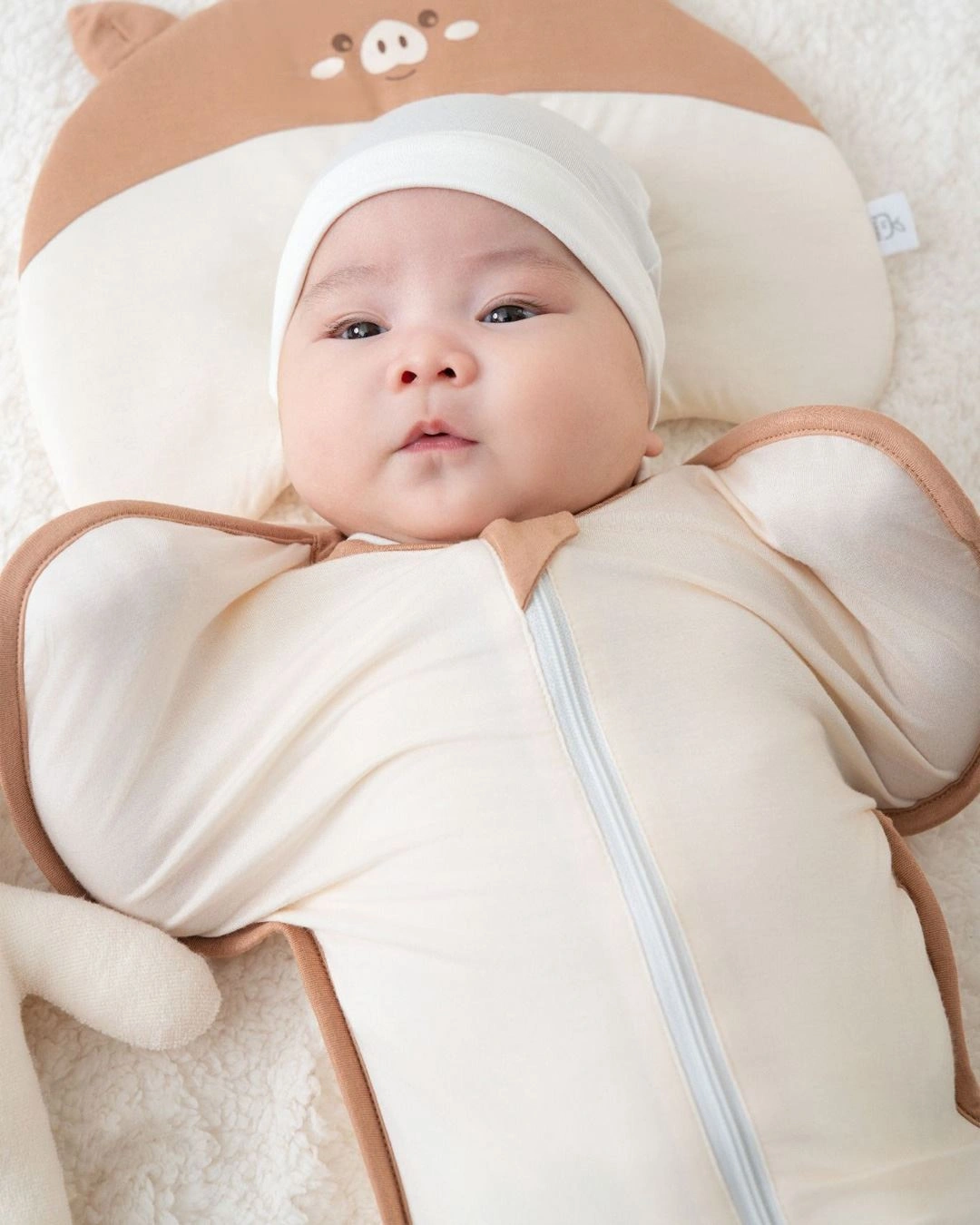 Nhộng chũn có khóa ỉn con say giấc La Pomme 1 - 3 tháng màu be - nâu 2
