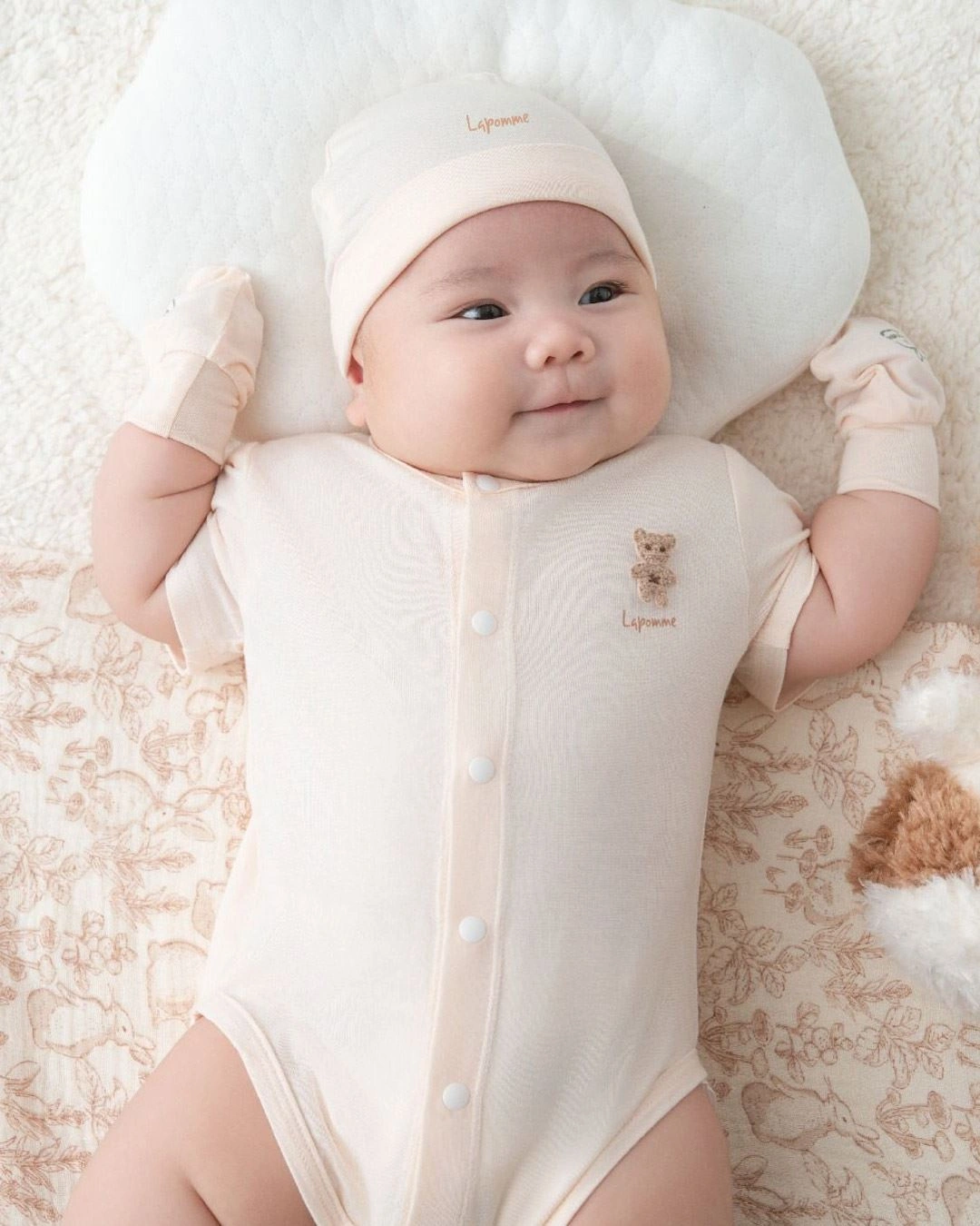 Bodysuit cài giữa người bạn êm mềm La Pomme màu hồng 2