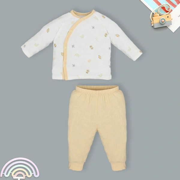 Bộ tay dài cài lệch Lullaby NH317N màu trắng - vàng 1