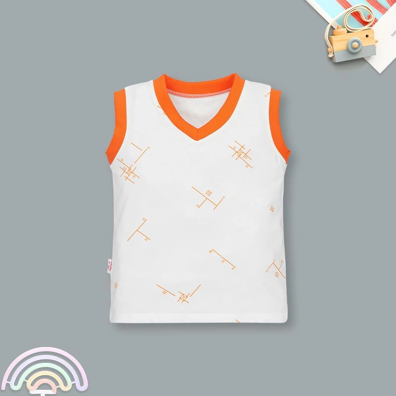 Bộ sát nách cổ tim IQ Baby màu trắng viền cam 2