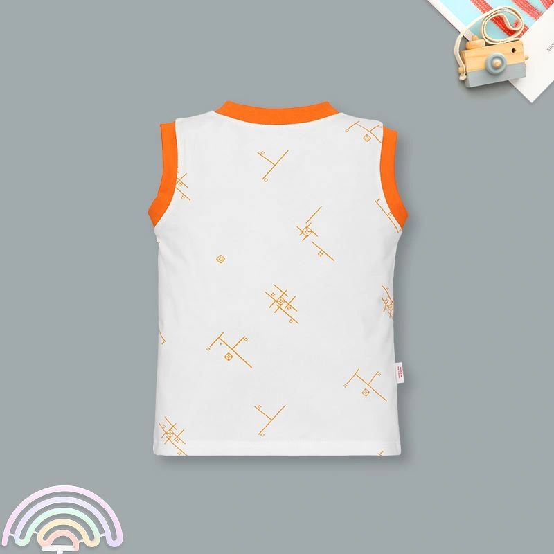 Bộ sát nách cổ tim IQ Baby màu trắng viền cam 3