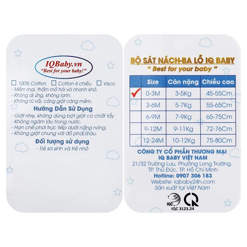 Bộ tay ngắn cài lệch in hình khinh khí cầu IQ Baby màu trắng 11