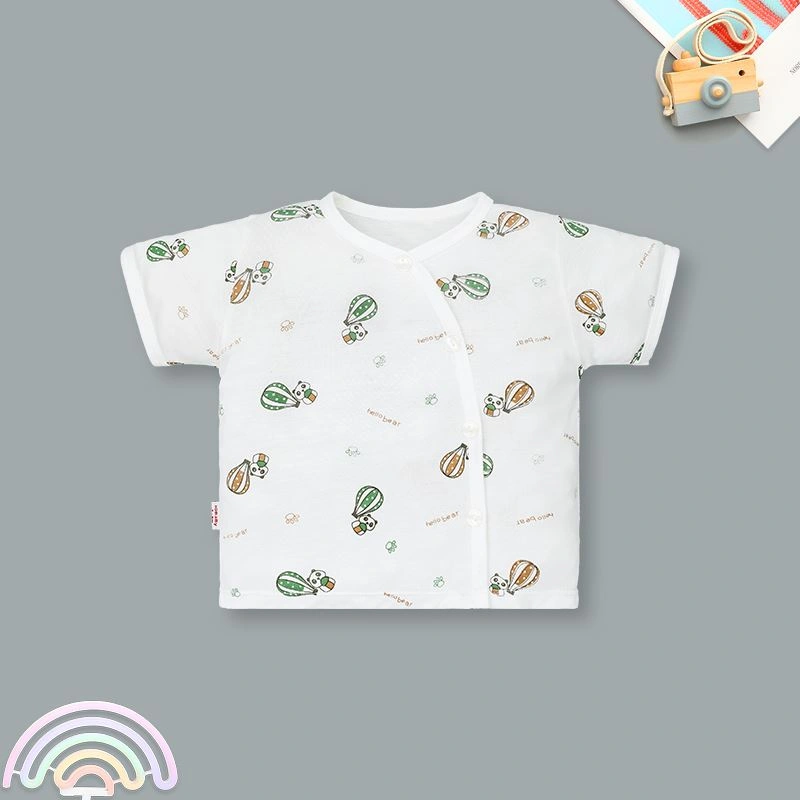 Bộ tay ngắn cài lệch in hình khinh khí cầu IQ Baby màu trắng 2