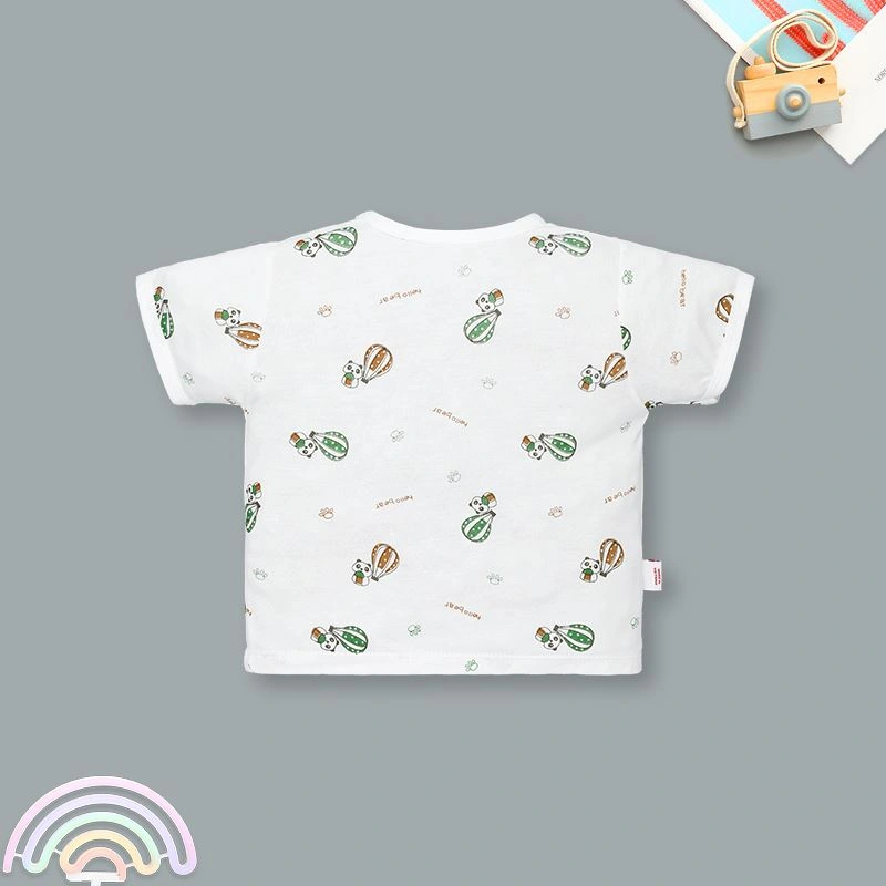 Bộ tay ngắn cài lệch in hình khinh khí cầu IQ Baby màu trắng 3