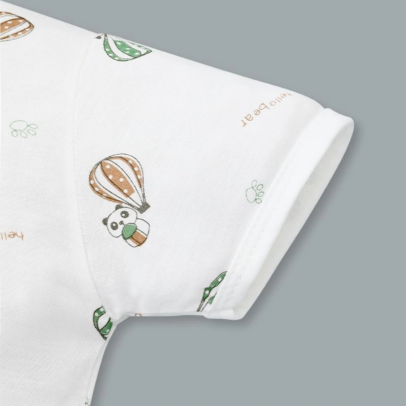 Bộ tay ngắn cài lệch in hình khinh khí cầu IQ Baby màu trắng 5