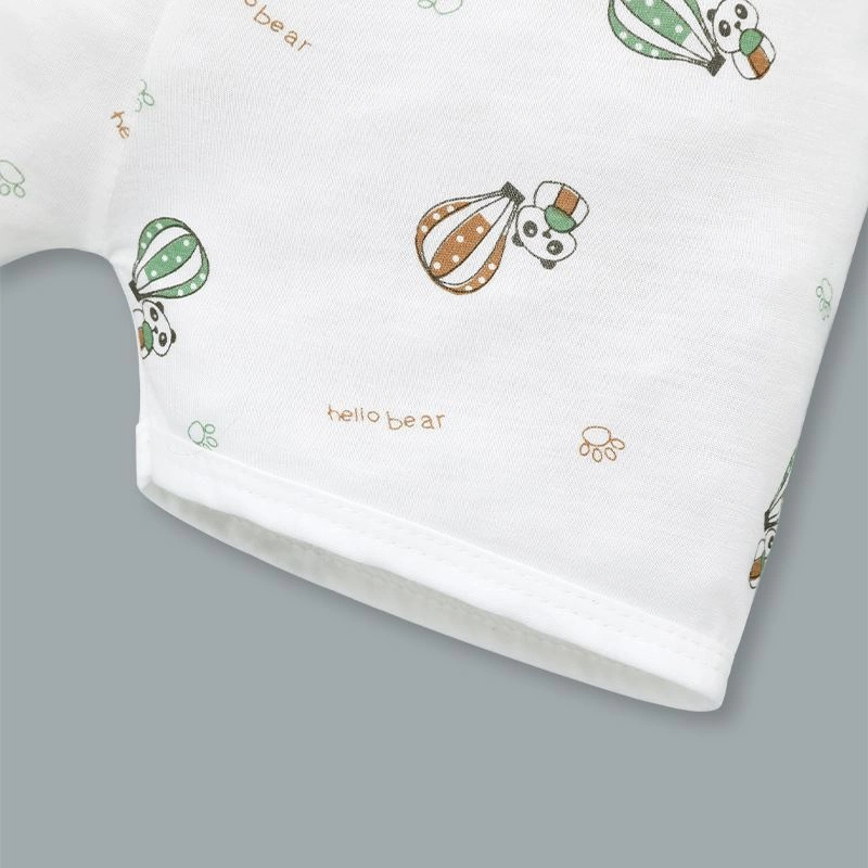 Bộ tay ngắn cài lệch in hình khinh khí cầu IQ Baby màu trắng 9