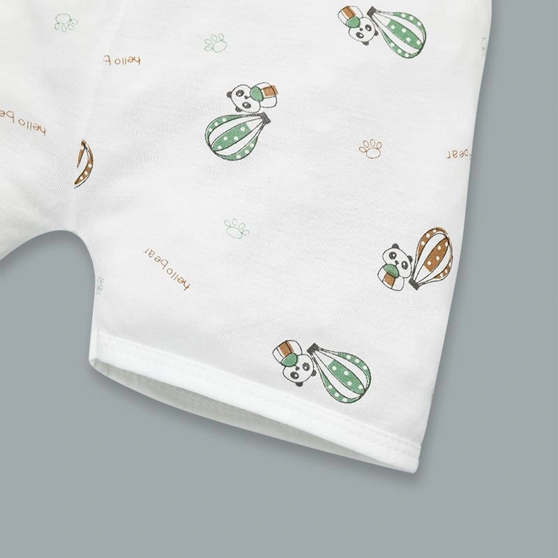 Bộ tay ngắn cài vai in hình khinh khí cầu IQ Baby màu trắng 9