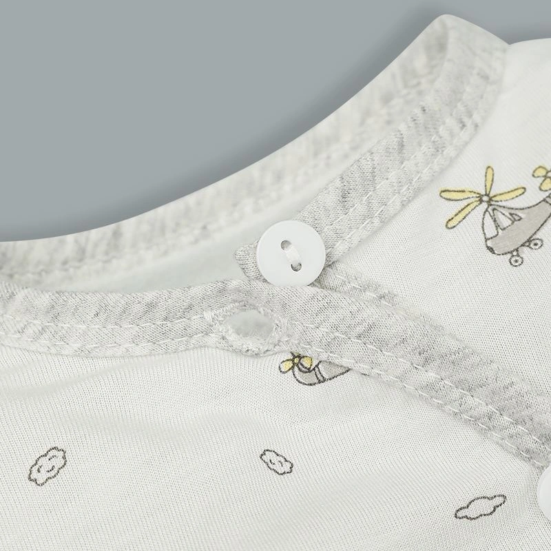 Bộ tay dài in hình máy bay IQ Baby màu trắng viền xám 6