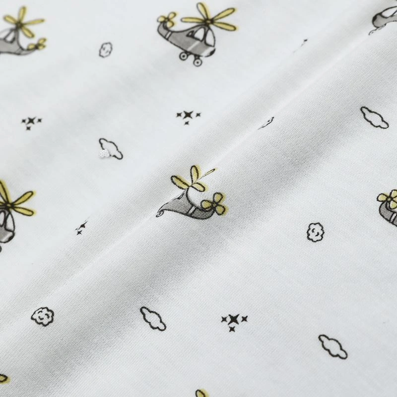 Bộ tay ngắn cài lệch in hình máy bay IQ Baby màu trắng viền xám 10