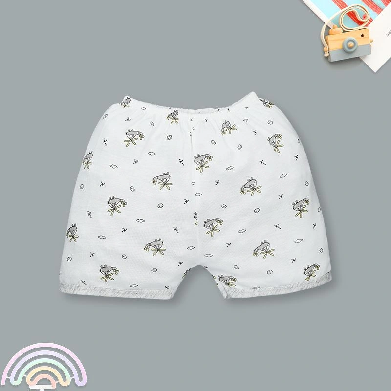 Bộ tay ngắn cài lệch in hình máy bay IQ Baby màu trắng viền xám 7