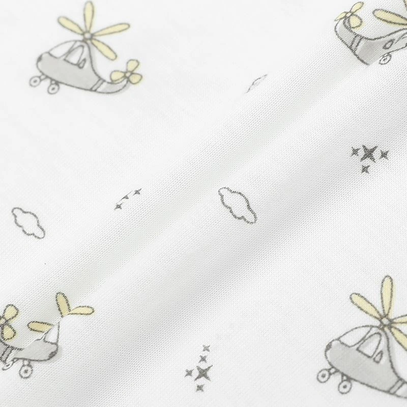 Bộ tay ngắn cài vai in hình máy bay IQ Baby màu trắng viền xám 10