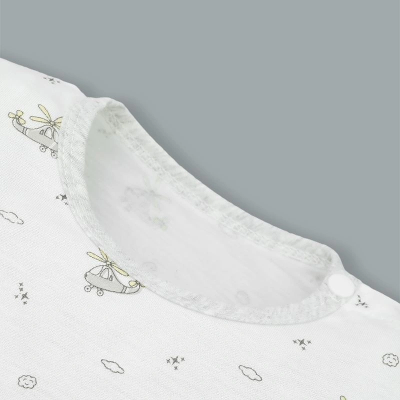 Bộ tay ngắn cài vai in hình máy bay IQ Baby màu trắng viền xám 4