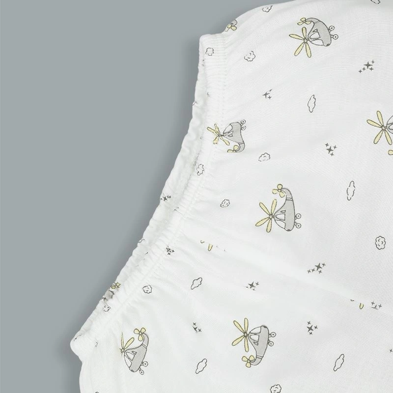 Bộ tay ngắn cài vai in hình máy bay IQ Baby màu trắng viền xám 8