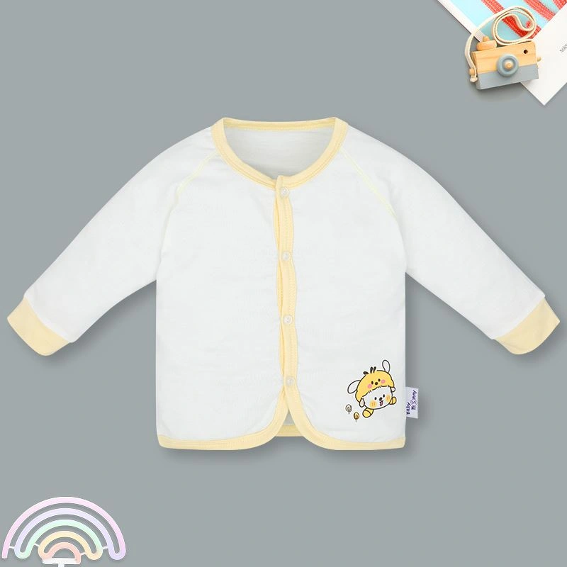 Bộ tay dài cài giữa BabyMommy màu trắng - vàng 2