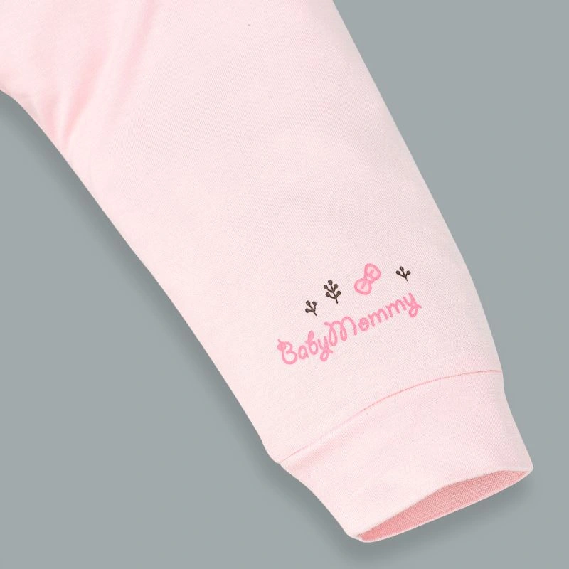 Bộ tay dài cài giữa in thú BabyMommy màu trắng - hồng 12