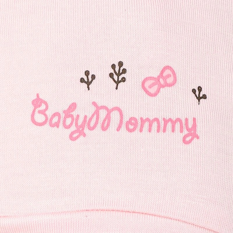 Bộ tay dài cài giữa in thú BabyMommy màu trắng - hồng 13