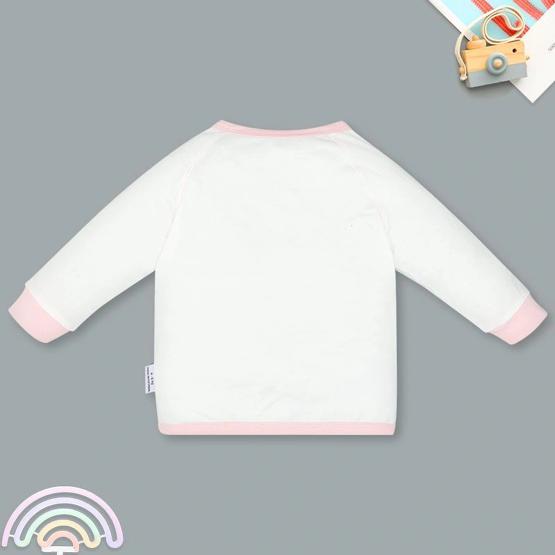 Bộ tay dài cài giữa in thú BabyMommy màu trắng - hồng 3