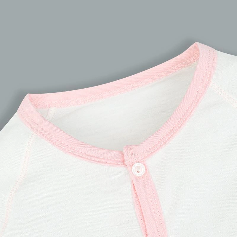 Bộ tay dài cài giữa in thú BabyMommy màu trắng - hồng 4