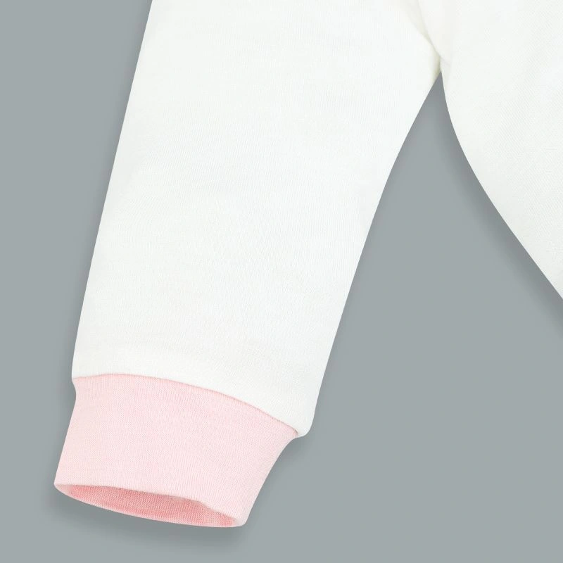 Bộ tay dài cài giữa in thú BabyMommy màu trắng - hồng 5