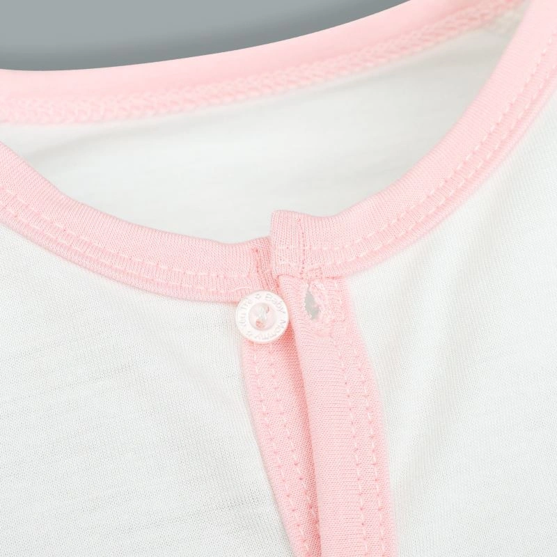 Bộ tay dài cài giữa in thú BabyMommy màu trắng - hồng 6