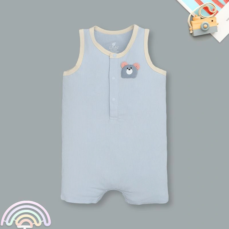 Bodysuit sát nách bé trai đính gấu Lullaby NH398N màu be 11