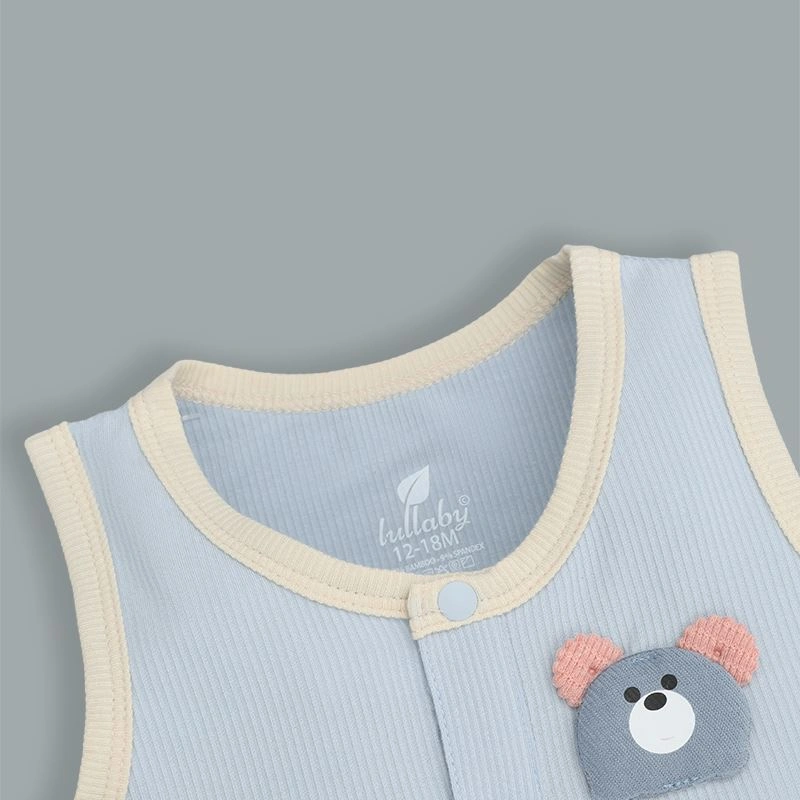 Bodysuit sát nách bé trai đính gấu Lullaby NH398N màu be 13