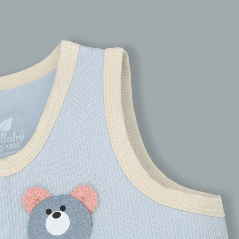 Bodysuit sát nách bé trai đính gấu Lullaby NH398N màu be 14