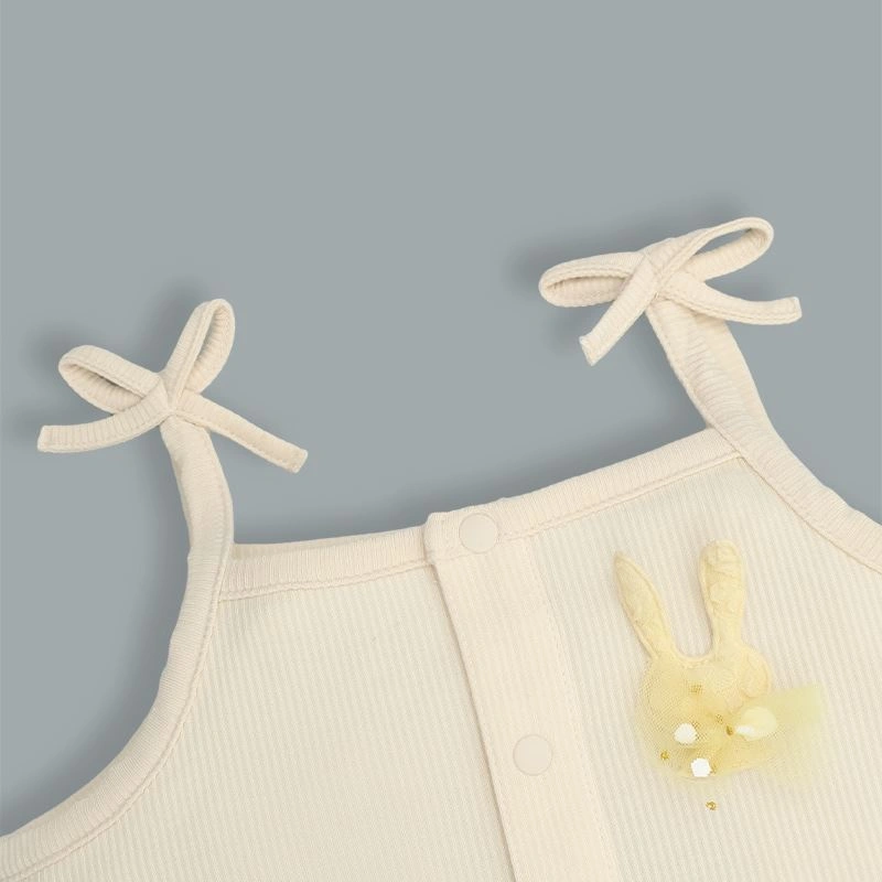 Bodysuit sát nách bé gái đính nơ Lullaby NH399N màu be 4