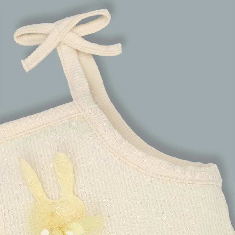 Bodysuit sát nách bé gái đính nơ Lullaby NH399N màu be 5