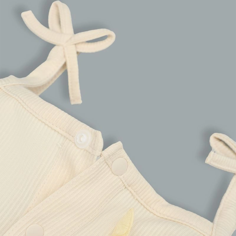 Bodysuit sát nách bé gái đính nơ Lullaby NH399N màu be 8