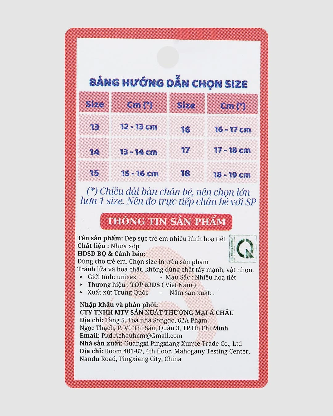 Dép sục cho bé Á Châu Avakids AC58 màu hồng 9