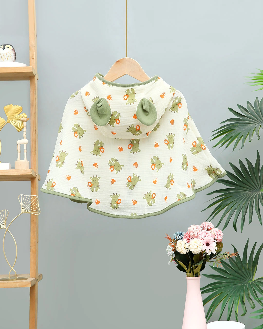 Áo choàng Bessla 0 - 24 tháng in hình rồng xanh màu be 2